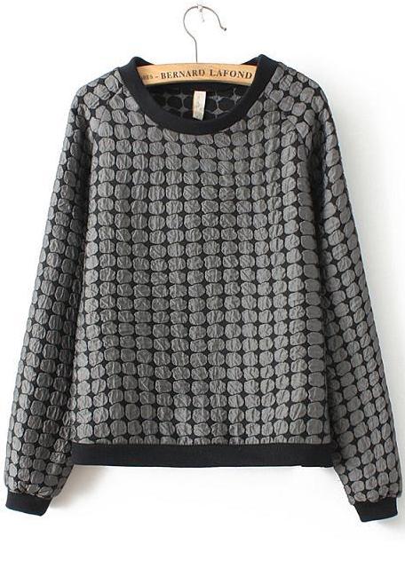 Romwe Polka Dot Organza Loose Sweatshirt