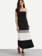 Romwe Color Block Strapless Dress & Skirt