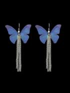 Romwe Blue Butterfly Insect Pattern Drop Earrings