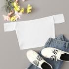 Romwe Off The Shoulder Rib Knit Crop Tee