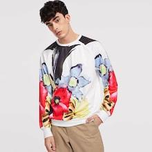 Romwe Guys Flower Print Pullover