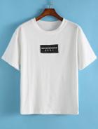 Romwe Round Neck Patch Loose T-shirt