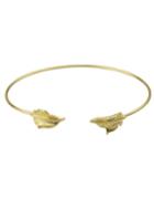 Romwe Gold Plated Leaf Cuff Bracelets