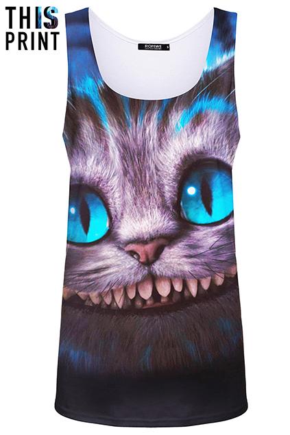 Romwe This Is Print Cat's Head Print Vest