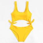 Romwe Side Tie Cut-out One Piece Swimsuit