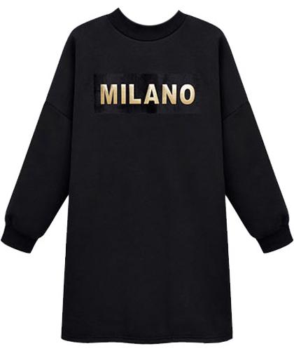 Romwe Milano Print Loose Black Sweatshirt