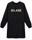 Romwe Milano Print Loose Black Sweatshirt