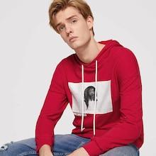 Romwe Guys Figure Print Drawstring Hoodie