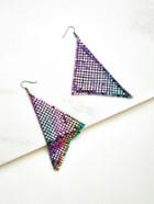 Romwe Sequin Embellished Triangle Design Earrings