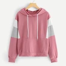 Romwe Plus Cut And Sew Hooded Sweatshirt