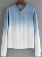 Romwe Ombre Zipper Pockets Jacket