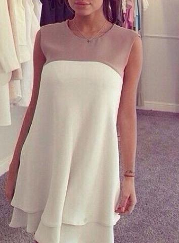 Romwe Colour-block Sleeveless Ruffle Dress