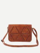 Romwe Camel Triangle Patch Flap Bag