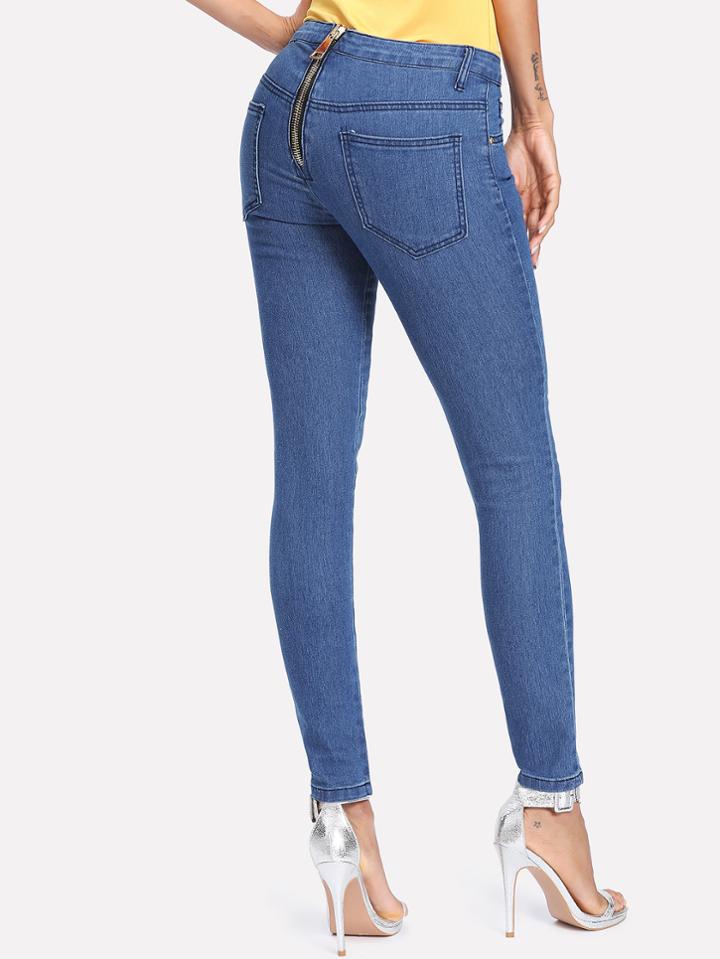 Romwe Zip Back Skinny Jeans