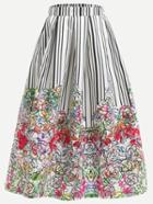 Romwe Multicolor Flower Print Box Pleated Skirt