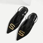 Romwe Letter Decor Slingback Flats