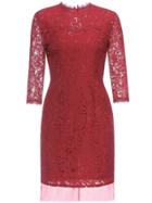 Romwe Red Contrast Gauze Lace Sheath Dress