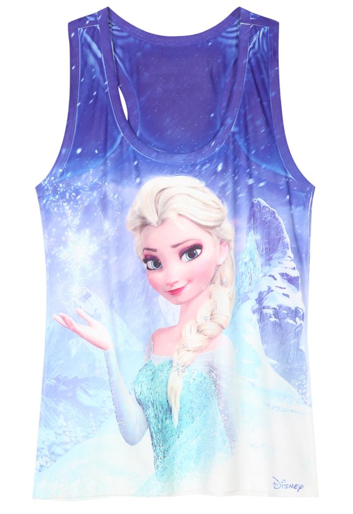 Romwe Round Neck Frozen Print Vest