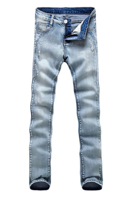 Romwe Distressed Dimante Embellished Pencil Jeans