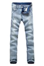 Romwe Distressed Dimante Embellished Pencil Jeans