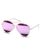Romwe Metal Frame Pink Lens Aviator Sunglasses