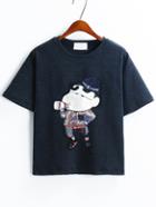 Romwe Cartoon Patch Loose T-shirt