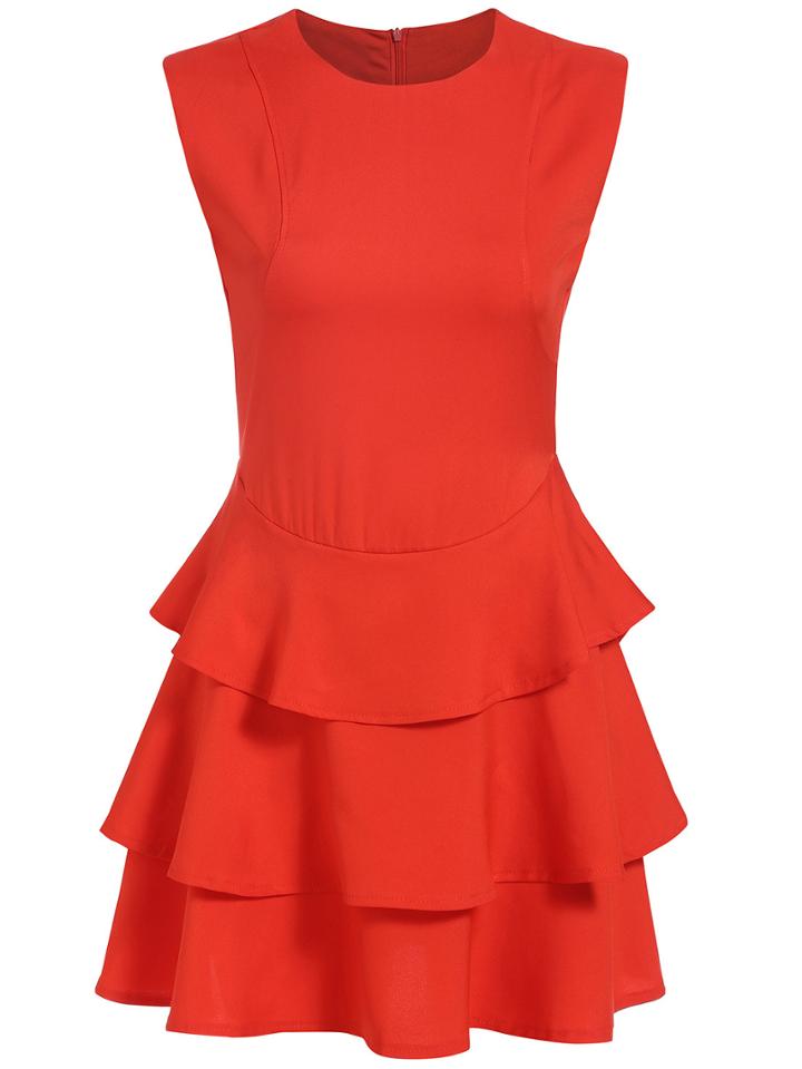 Romwe Sleeveless Tiered Dress