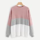 Romwe Plus Color Block Waffle Knit Sweater