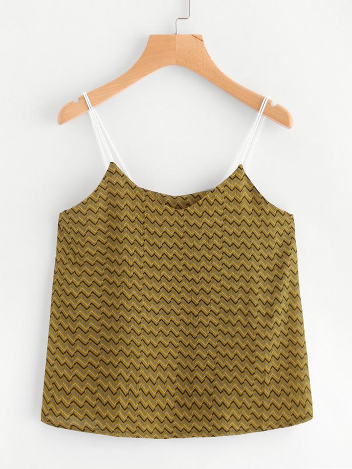 Romwe Chevron Print Split Back Cami Top