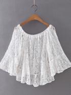 Romwe White Bell Sleeve Off The Shoulder Lace Blouse
