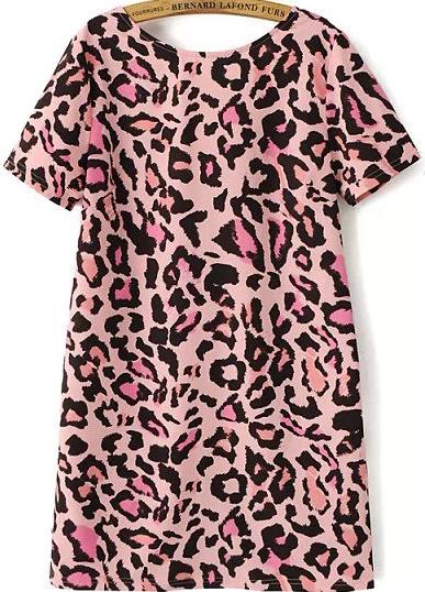 Romwe Backless Leopard Print Dress