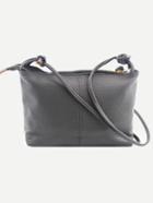 Romwe Faux Leather Top Zip Crossbody Bag - Grey