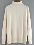 Romwe High Neck Loose White Sweater