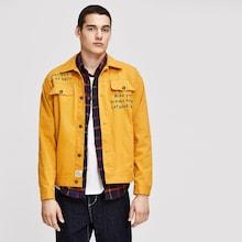 Romwe Guys Slogan Print Flap Pocket Button Up Jacket