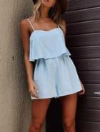 Romwe Spaghetti Strap Ruffle Romper