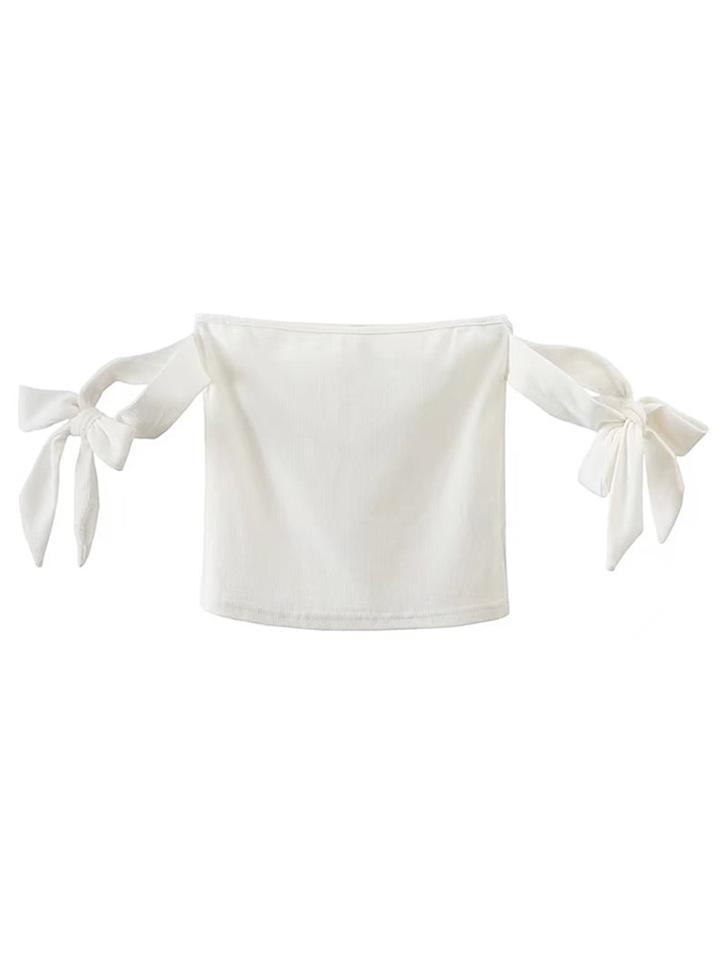 Romwe Bandeau Bow Tie Detail Top