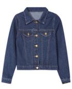 Romwe Lapel Buttons Denim Crop Coat