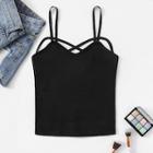 Romwe Slim Fitted Crisscross Cami Top