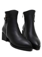 Romwe Black Pointy Zippers Boots