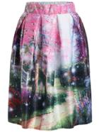 Romwe With Zipper Countryside Print Skirt