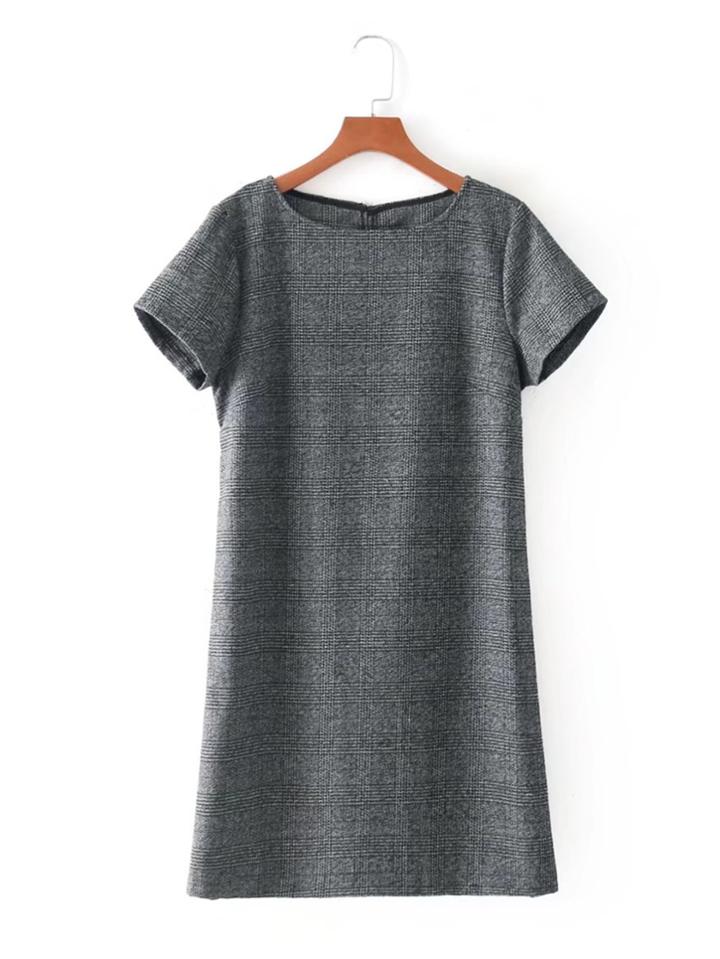 Romwe Button Back Plaid Dress