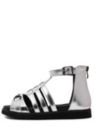 Romwe Silver Peep Toe Caged Sandals