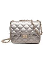 Romwe Quilted Turn-lock Chain Flap Bag