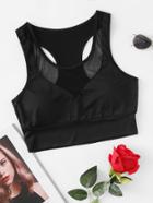 Romwe Mesh Insert Crop Tank Top