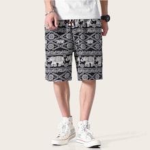 Romwe Guys Elephant Print Shorts