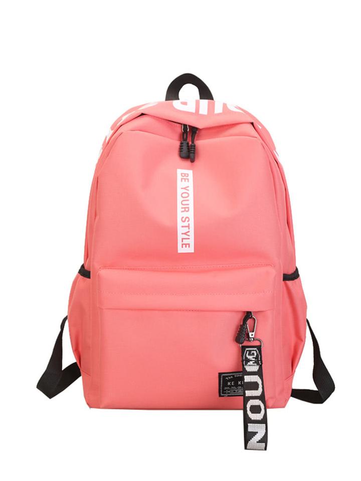 Romwe Letter Detail Strap Front Backpack