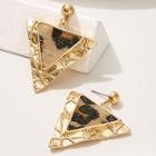 Romwe Leopard Textured Triangle Drop Earrings 1pair