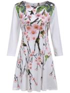Romwe Long Sleeve Florals A-line Dress