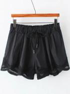 Romwe Black Drawstring Waist Pocket Shorts