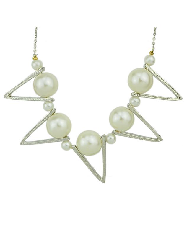 Romwe Silver Plated Imitation Latest Design Of Pearl Necklace